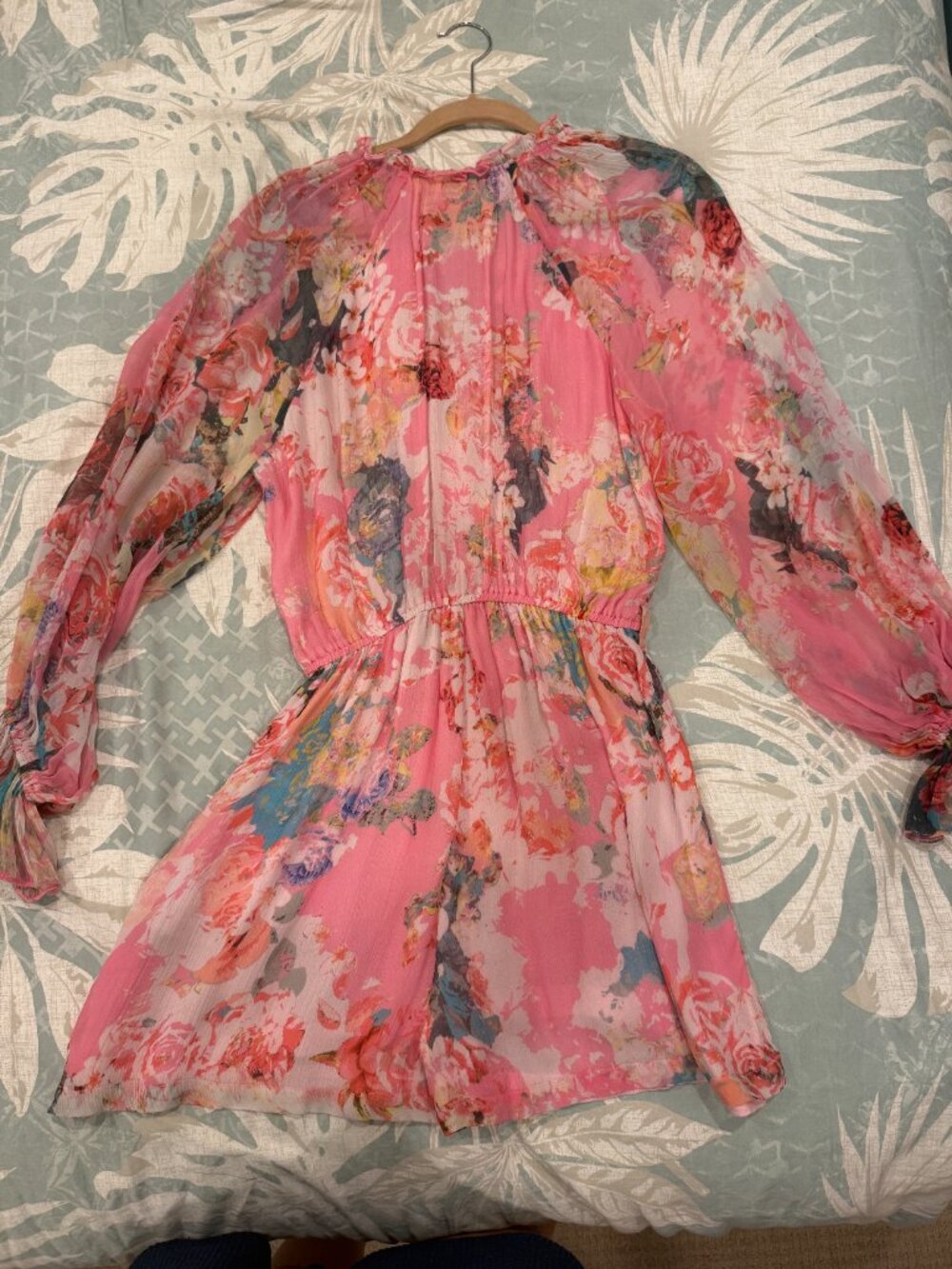 HEMANT & NANDITA X REVOLVE - Sage Pink Floral Long-Sleeve Romper - Picture 9 of 12